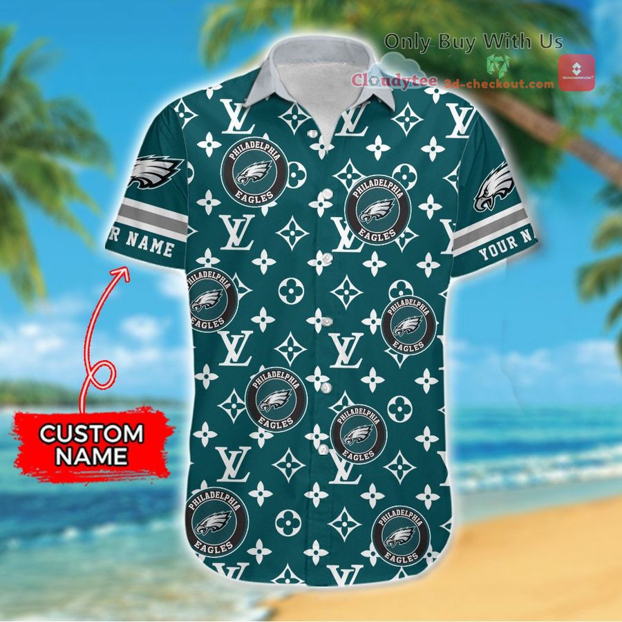 personalized philadelphia eagles louis vuitton pattern hawaiian shirt 2 45193