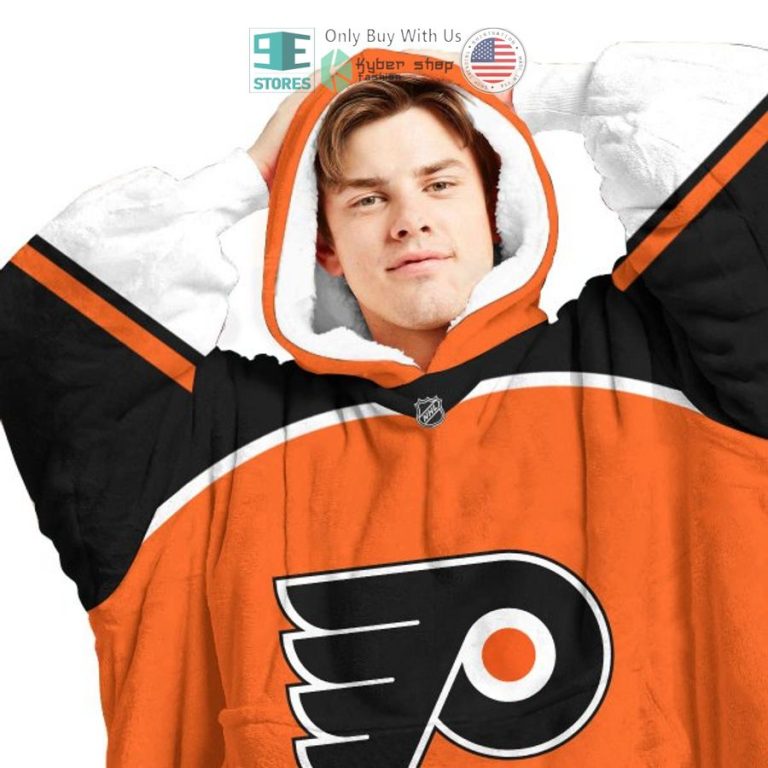 personalized philadelphia flyers logo sherpa hooded blanket 3 33966