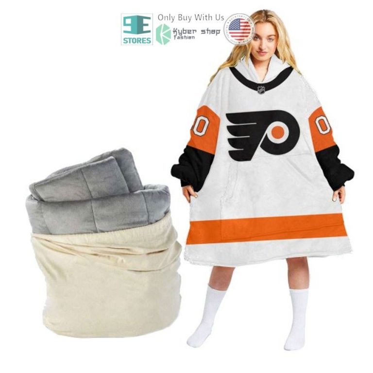 personalized philadelphia flyers white sherpa hooded blanket 1 20610