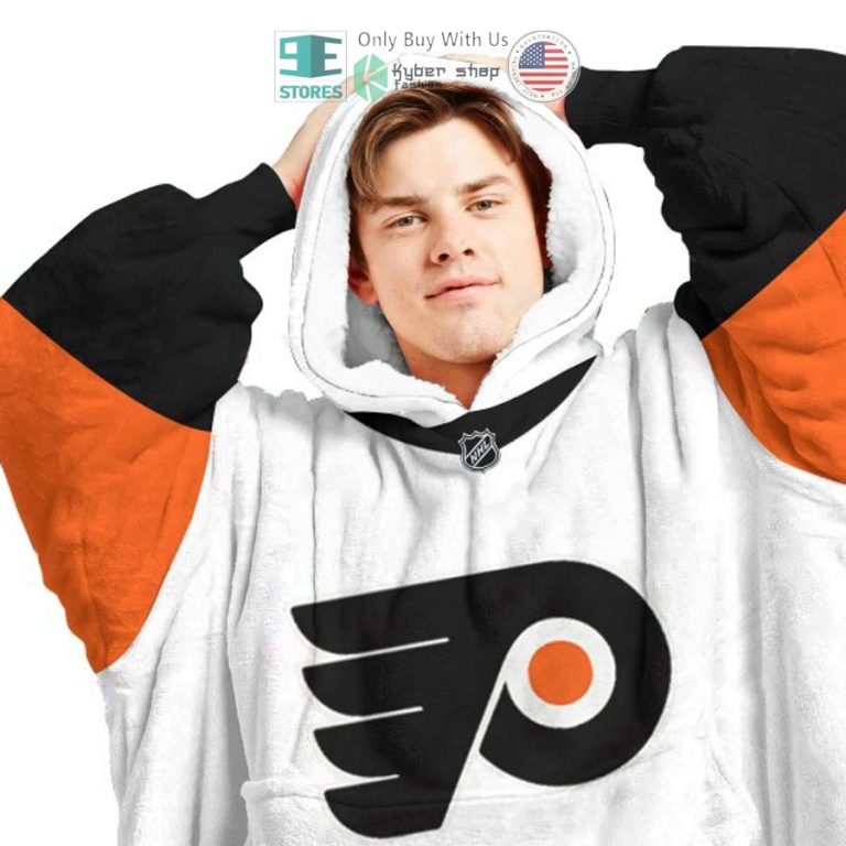 personalized philadelphia flyers white sherpa hooded blanket 3 31479