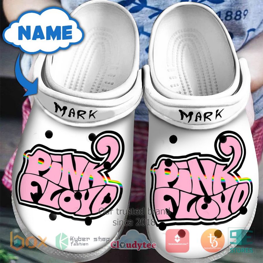 personalized pink floyd white pink crocband clog 1 45448