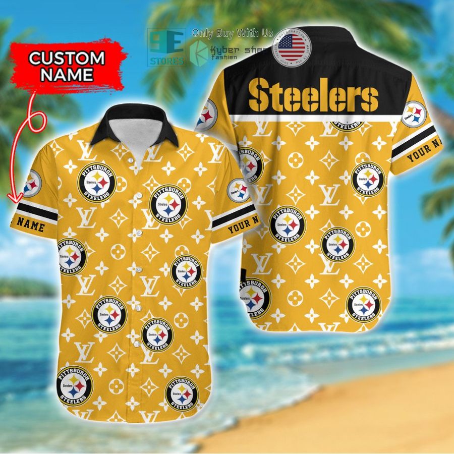 personalized pittsburgh steelers louis vuitton pattern hawaiian shirt 1 31900