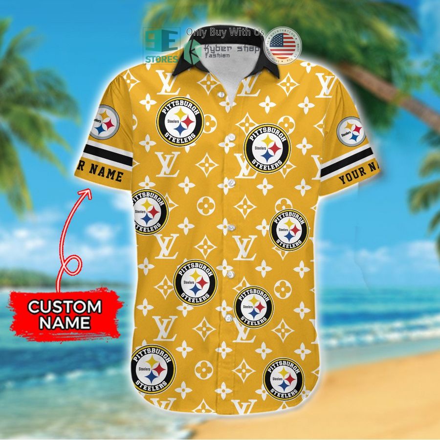 personalized pittsburgh steelers louis vuitton pattern hawaiian shirt 2 45803