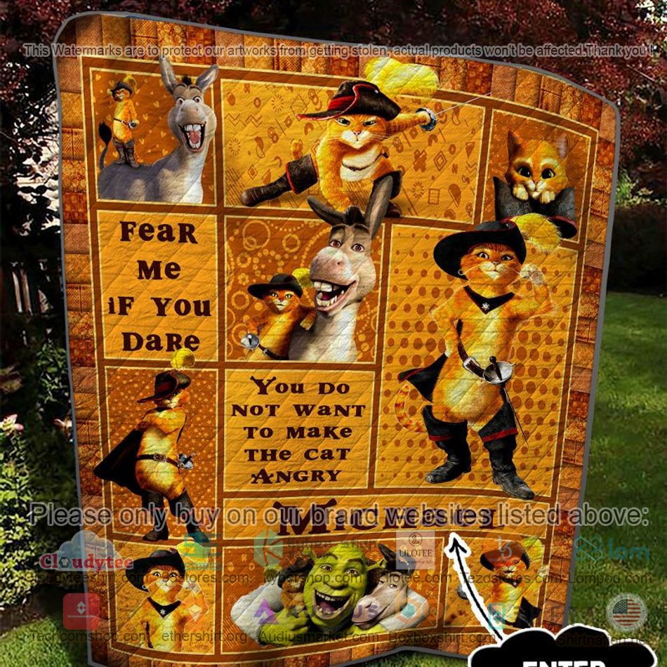 personalized puss in boots sherk donkey quilt 2 15805