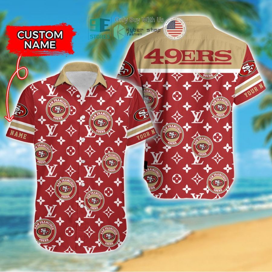 personalized san francisco 49ers louis vuitton pattern hawaiian shirt 1 73749