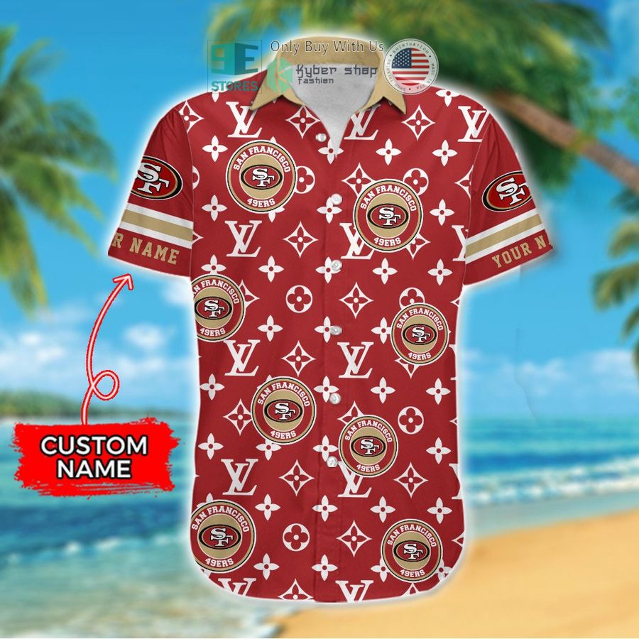 personalized san francisco 49ers louis vuitton pattern hawaiian shirt 2 1667