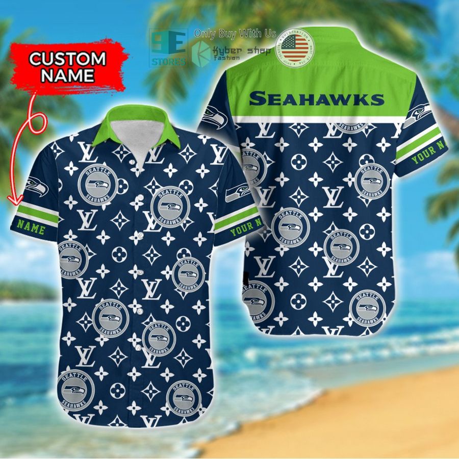 personalized seattle seahawks louis vuitton pattern hawaiian shirt 1 13148