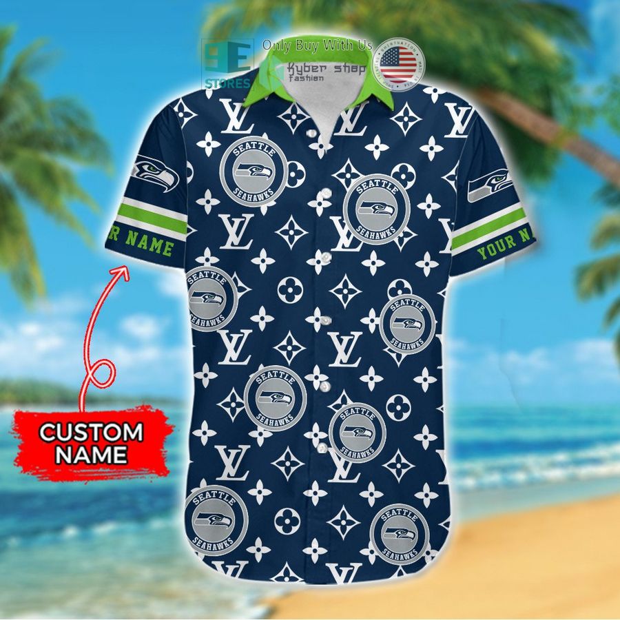 personalized seattle seahawks louis vuitton pattern hawaiian shirt 2 2180