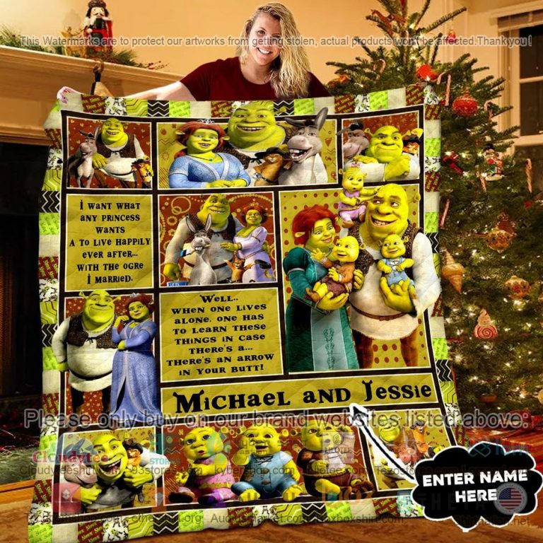 personalized shrek family quilt 1 59179