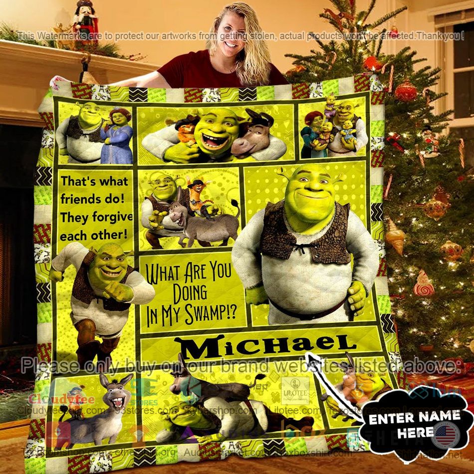 personalized shrek what are you doing my swamp quilt 1 62608