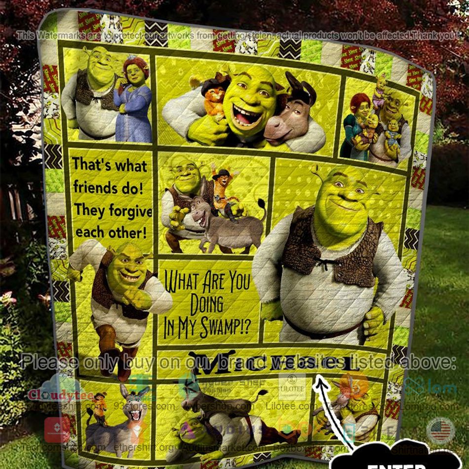 personalized shrek what are you doing my swamp quilt 2 40766