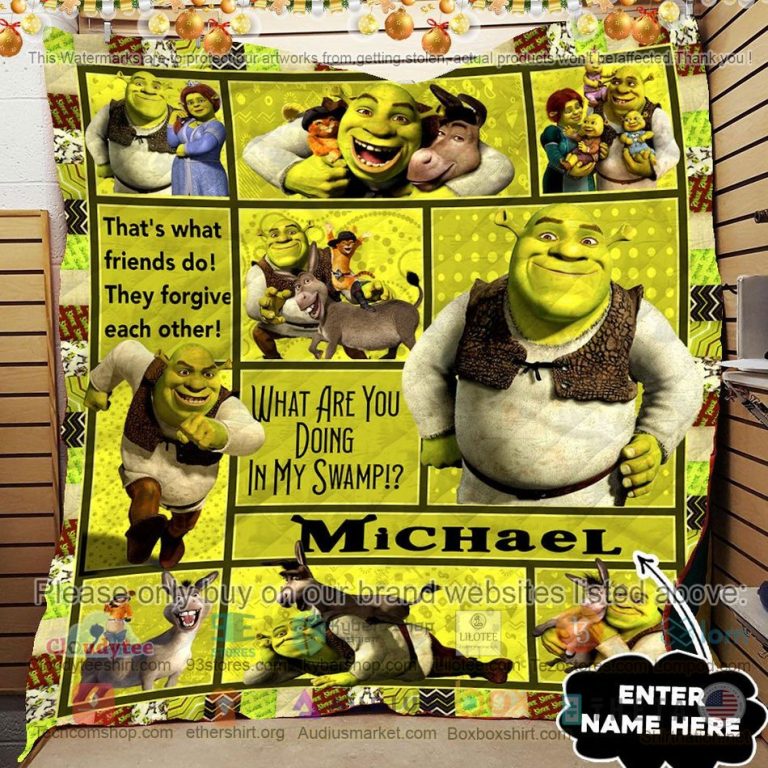 personalized shrek what are you doing my swamp quilt 3 60400