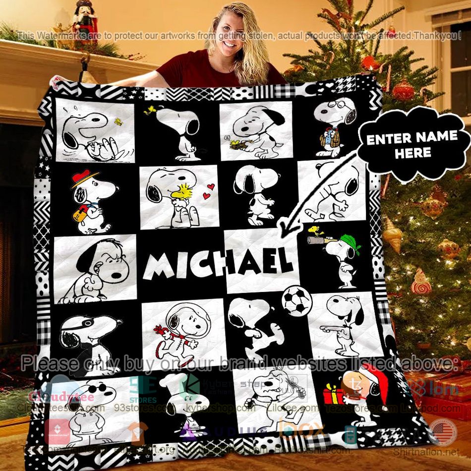 personalized snoopy checkered quilt 1 7513