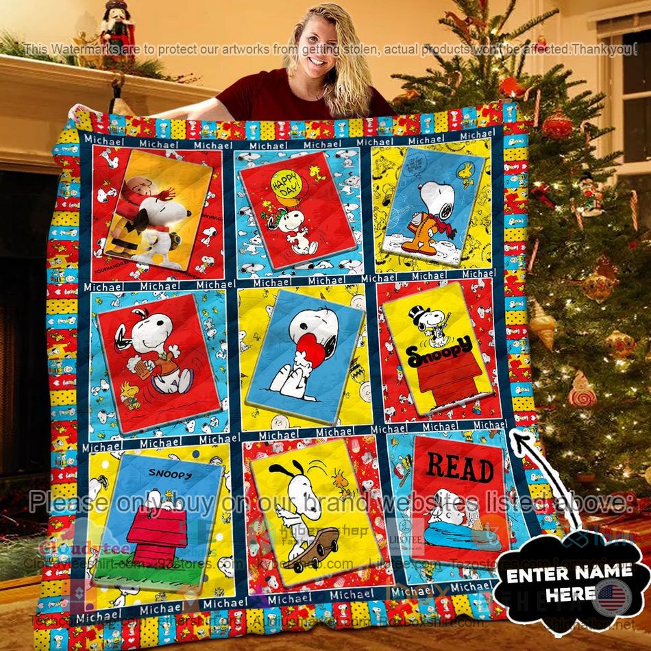 personalized snoopy colorful quilt 1 48844
