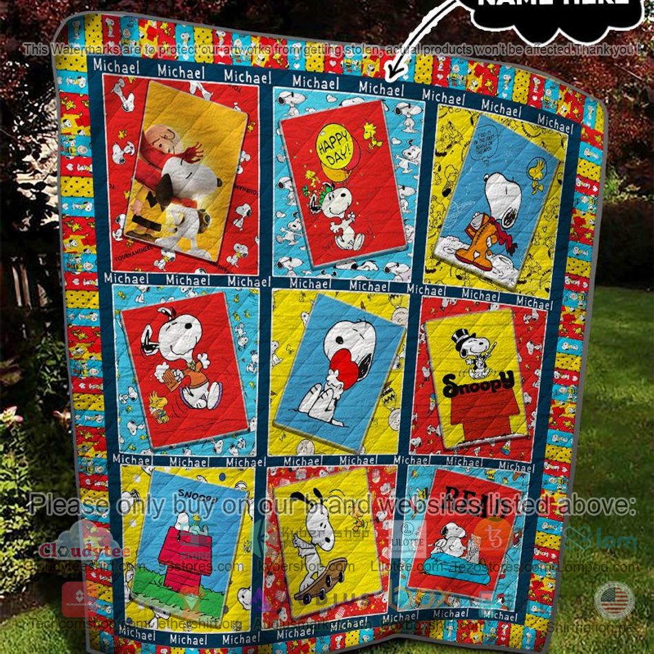 personalized snoopy colorful quilt 2 53126
