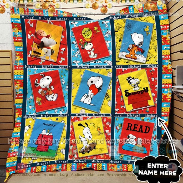 personalized snoopy colorful quilt 3 94772