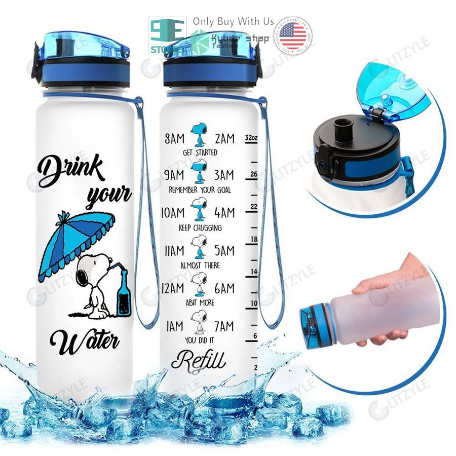 personalized snoopy drink your water water bottle 1 32477