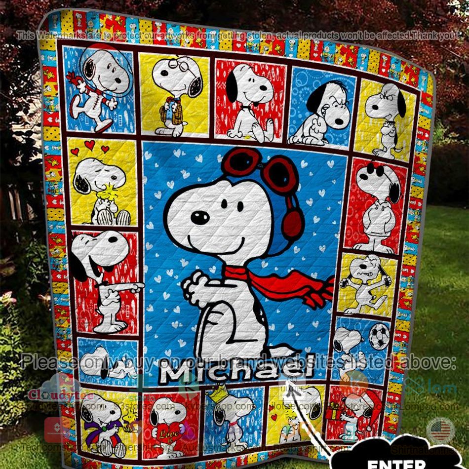 personalized snoopy heart quilt 2 67035