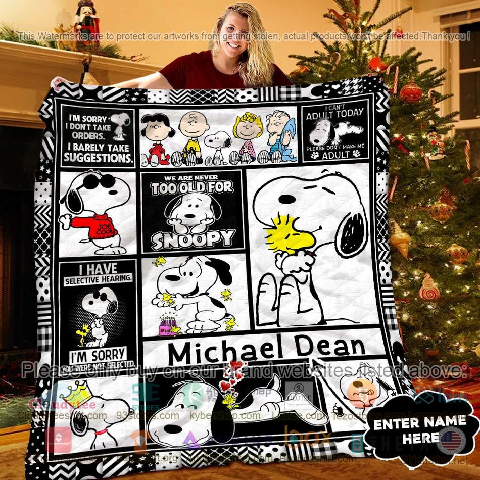 personalized snoopy i cant adult today quilt 1 21843