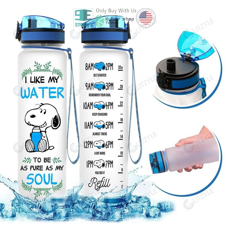 personalized snoopy i like my water to be as pure as my soul water bottle 1 89910