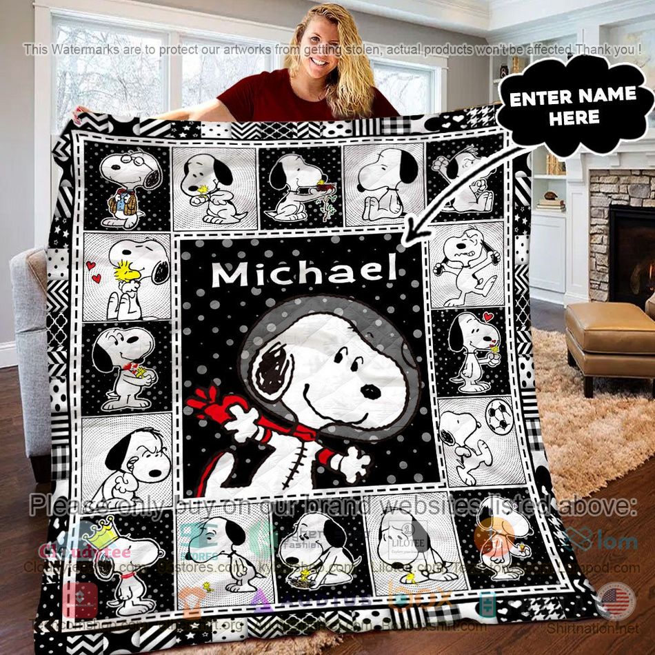 personalized snoopy pattern quilt 1 92739