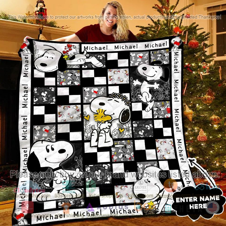 personalized snoopy woodstock quilt 1 55951