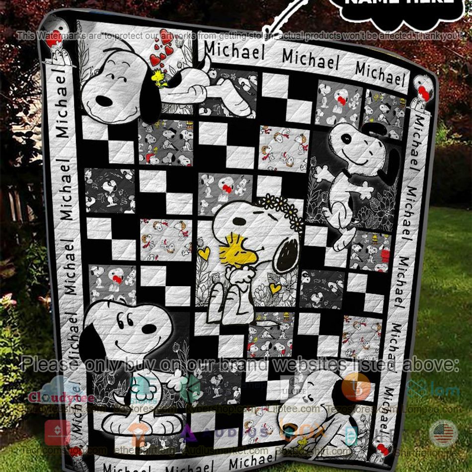 personalized snoopy woodstock quilt 2 61001