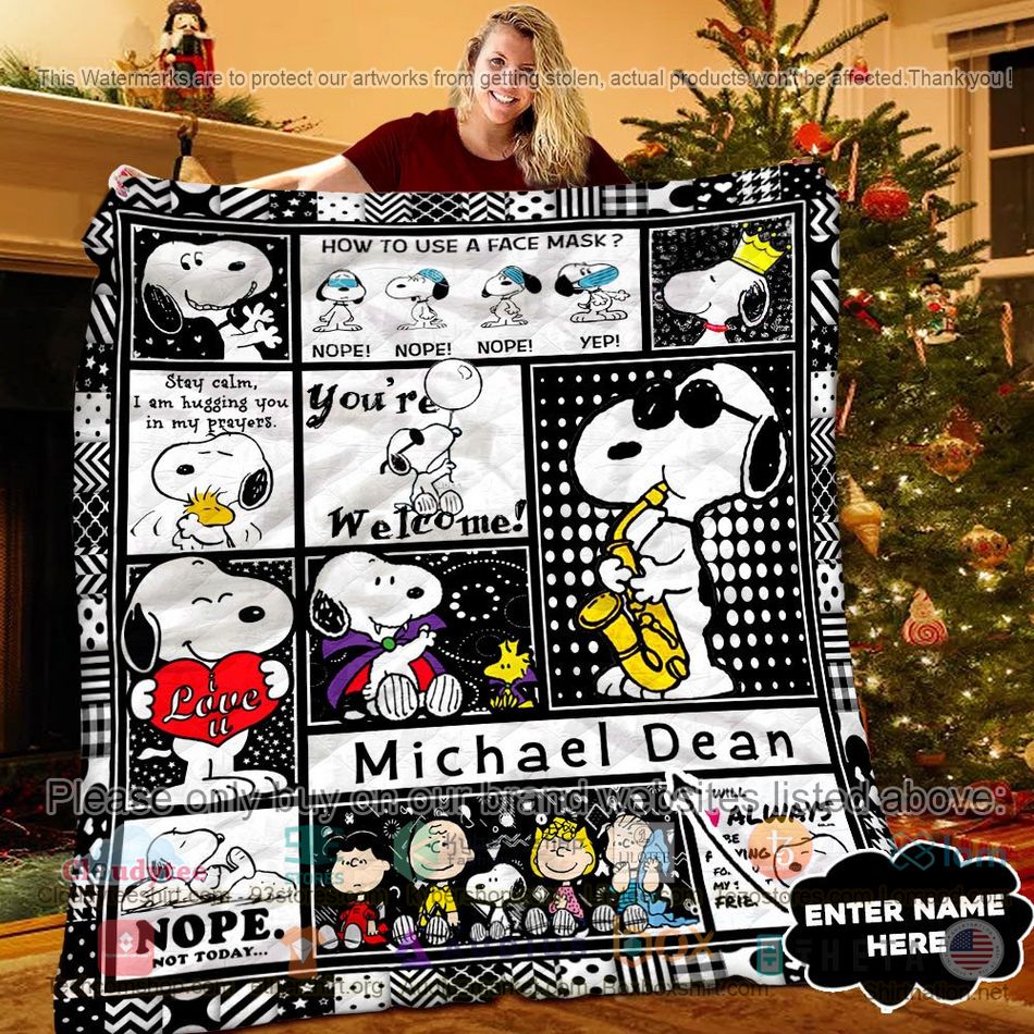 personalized snoopy youre welcome quilt 1 32318