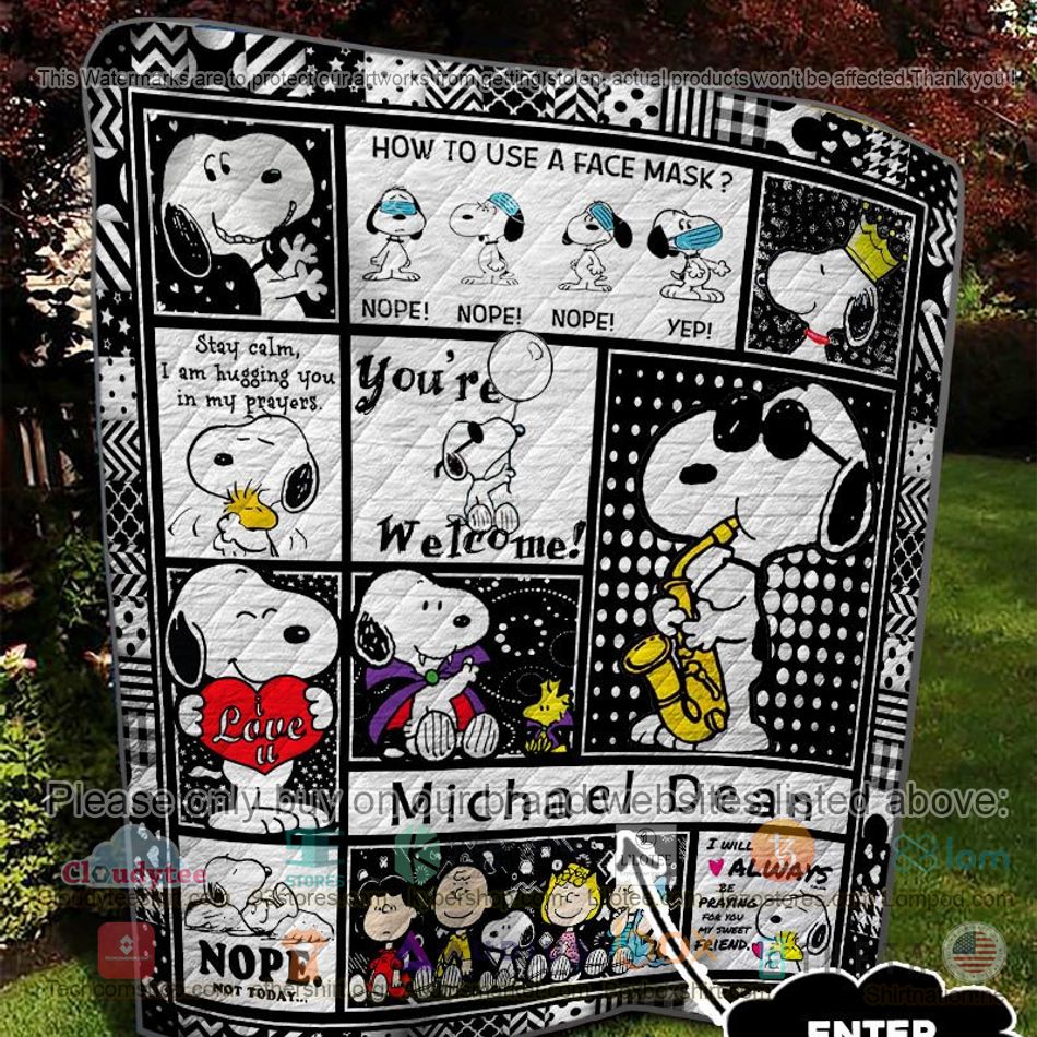 personalized snoopy youre welcome quilt 2 28559