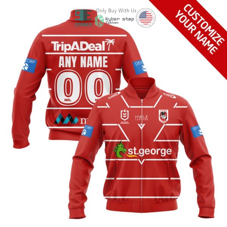 personalized st george illawarra dragons red bomber jacket 1 85373