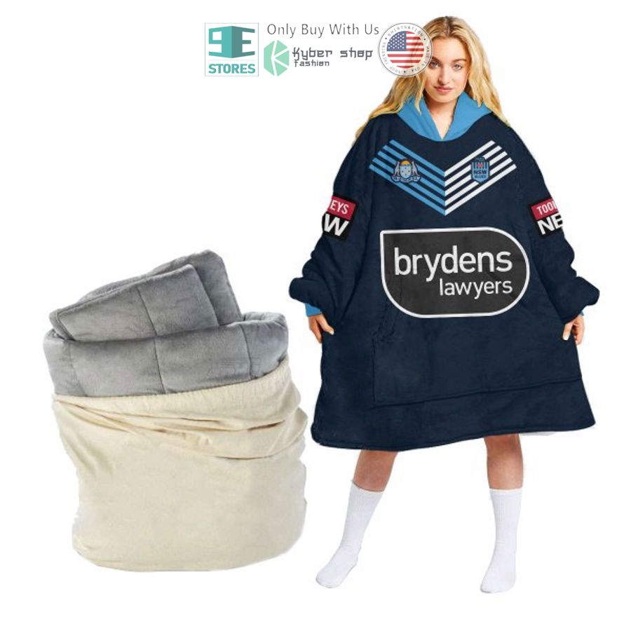 personalized state of origin new south wales blues black sherpa hooded blanket 1 84590