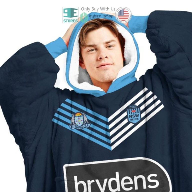 personalized state of origin new south wales blues nswrl blue sherpa hooded blanket 3 43627