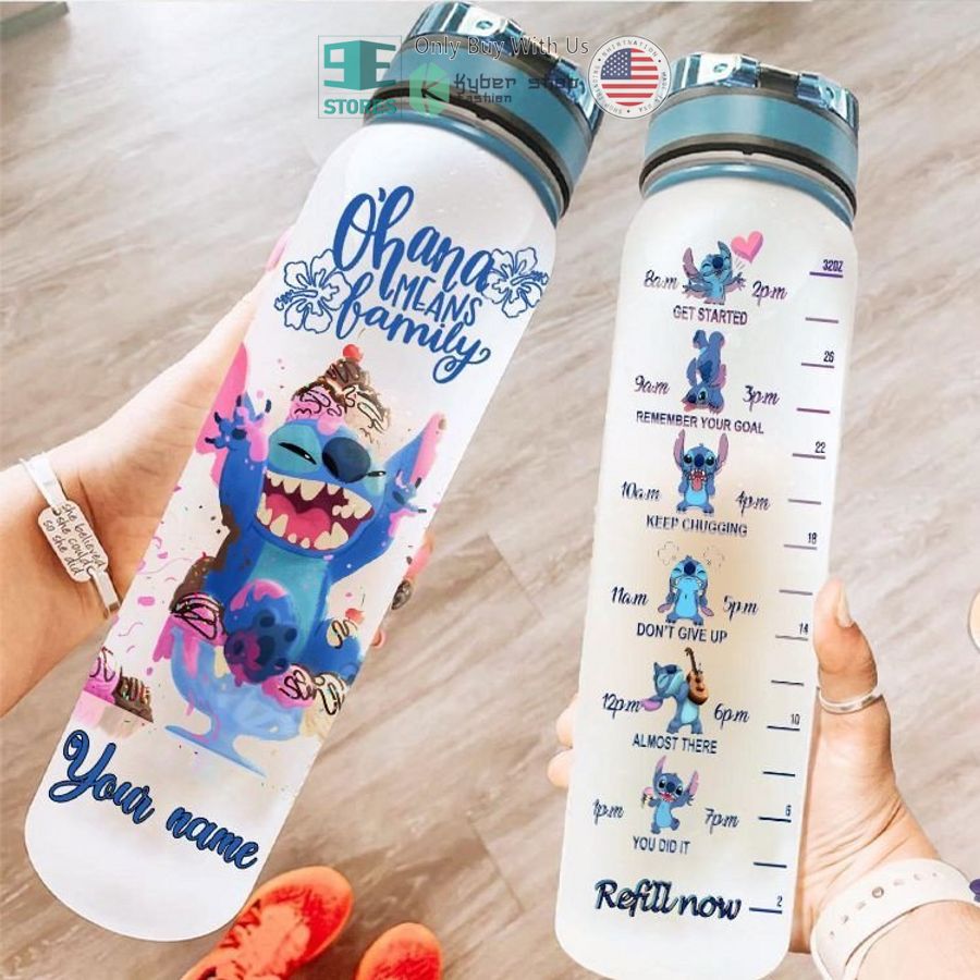 personalized stitch ice cream ohana means family water bottle 1 51024