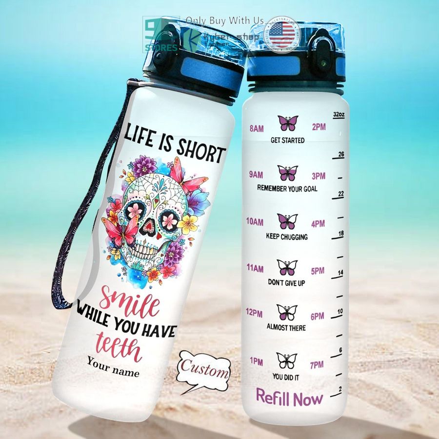 personalized sugar skull i am the storm water bottle 2 41097