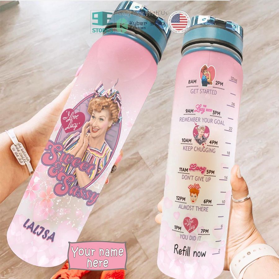 personalized sweet sassy i love lucy water bottle 1 9624