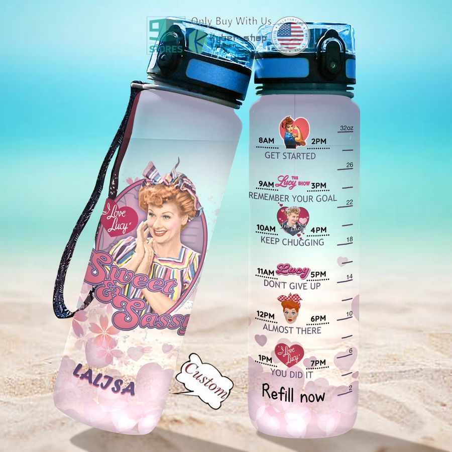 personalized sweet sassy i love lucy water bottle 2 93002