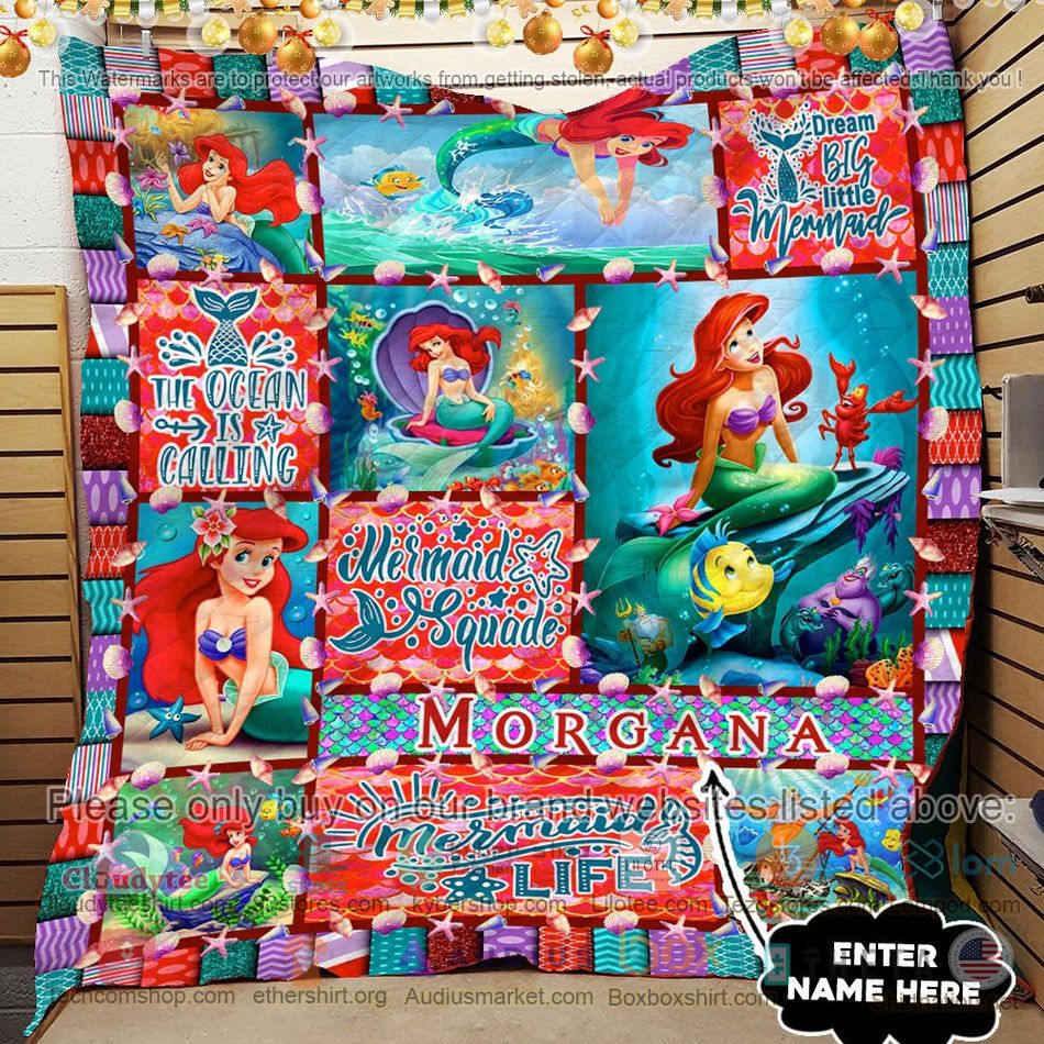 personalized the little mermaid squade quilt 2 60645