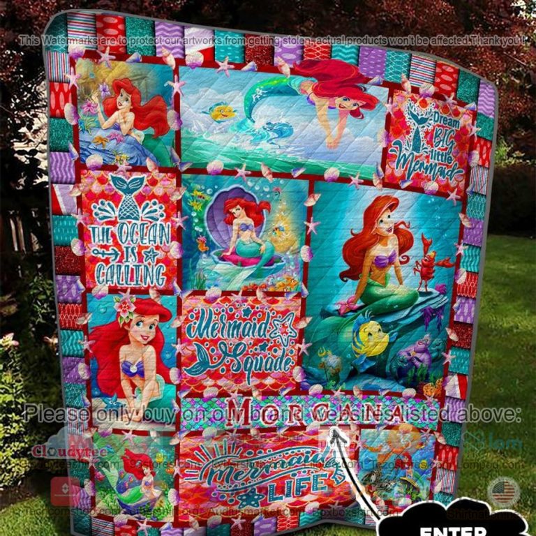 personalized the little mermaid squade quilt 3 41659