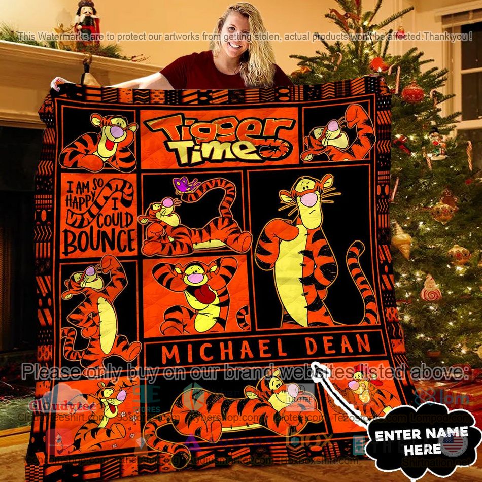personalized tigger times i am so happy quilt 1 70435