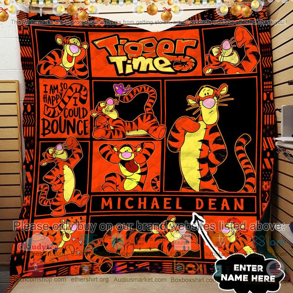 personalized tigger times i am so happy quilt 2 13933