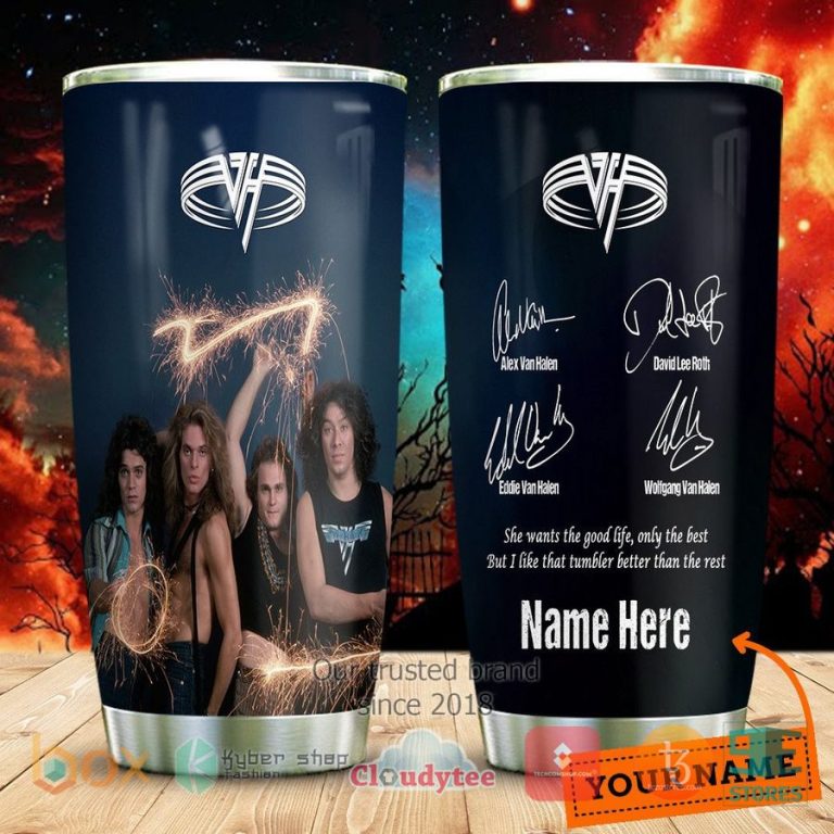 personalized van halen band she wants the good life signature tumbler 1 66997