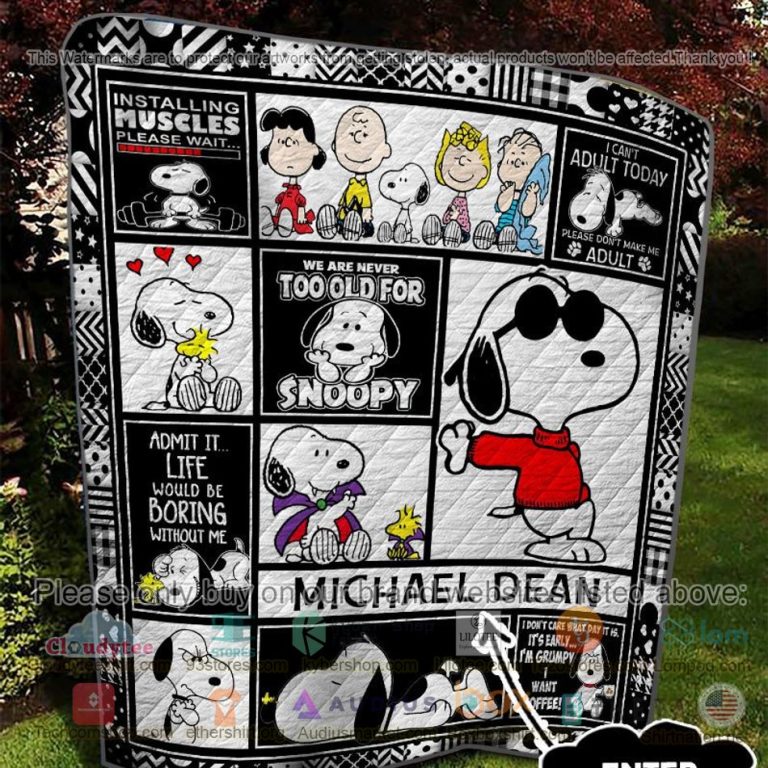 personalized we are never too old for snoopy quilt 3 64424