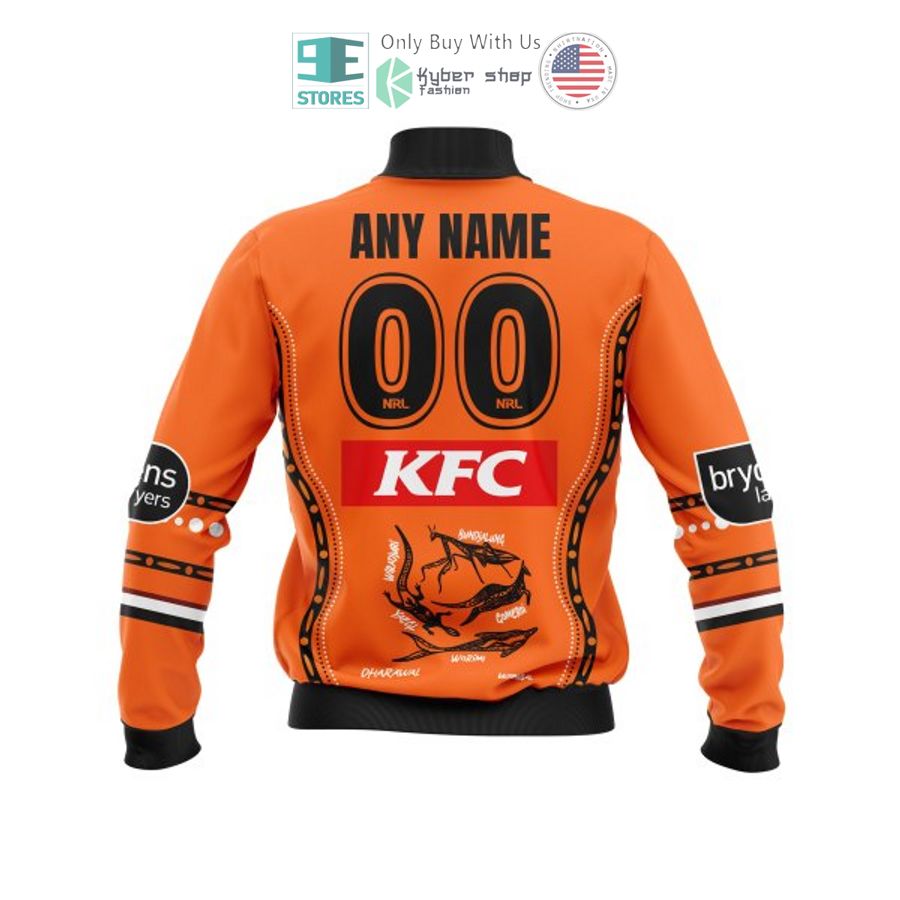 personalized wests tigers orange bomber jacket 2 42662