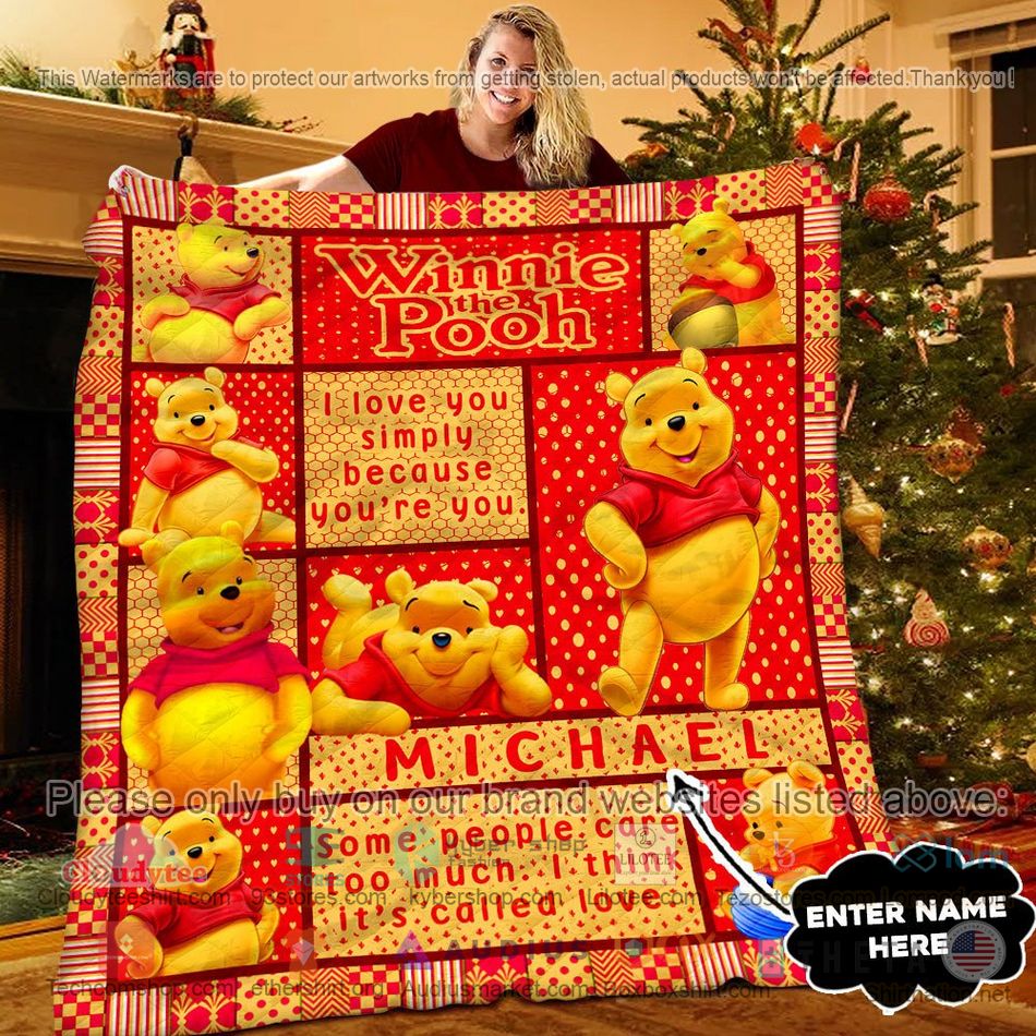 personalized winnie the pooh i love you quilt 1 48453