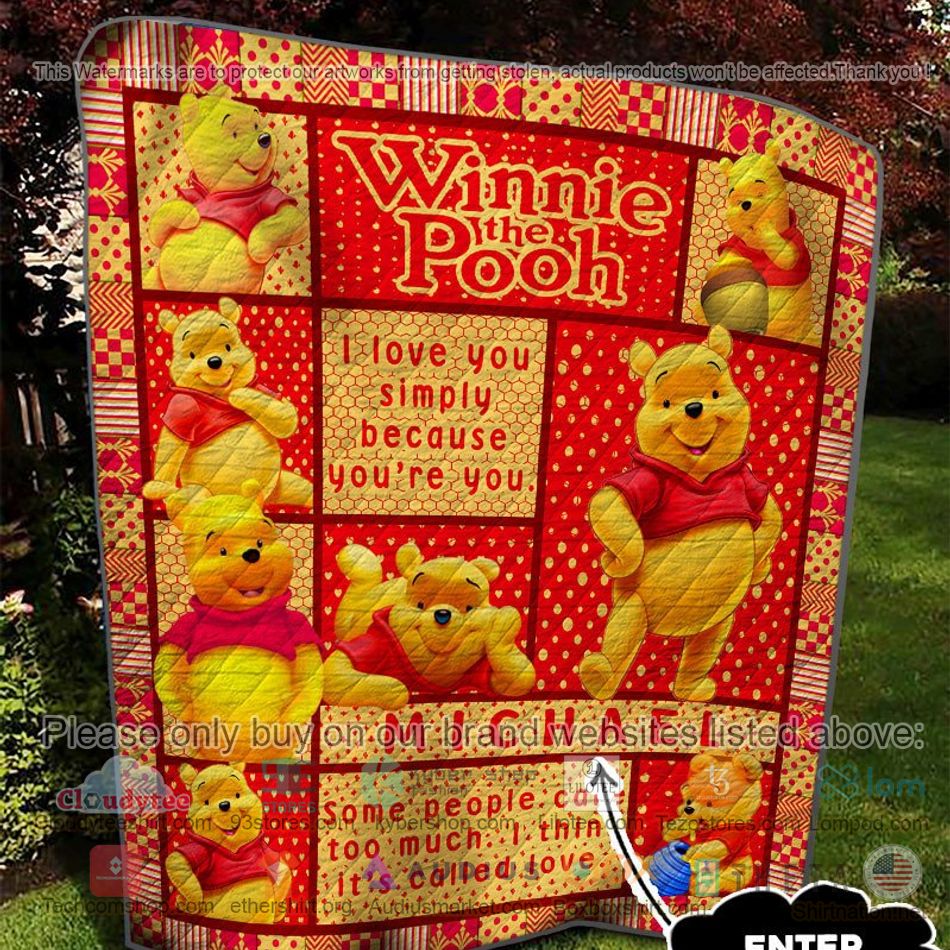 personalized winnie the pooh i love you quilt 3 64948