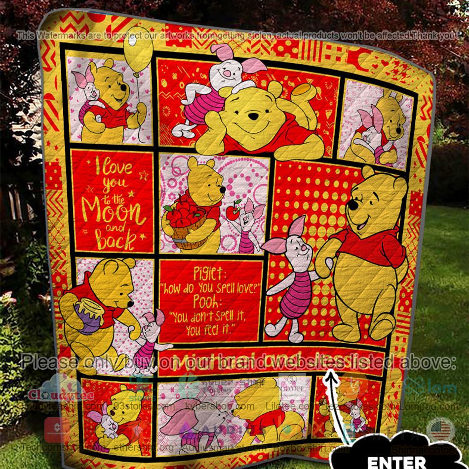 personalized winnie the pooh i love you to the moon and back quilt 2 70539