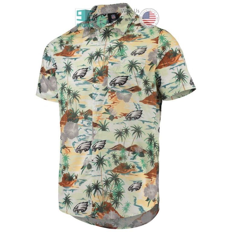 philadelphia eagles foco paradise floral cream hawaiian shirt 2 23389