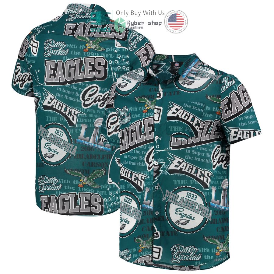 philadelphia eagles foco thematic midnight green hawaiian shirt 1 27988