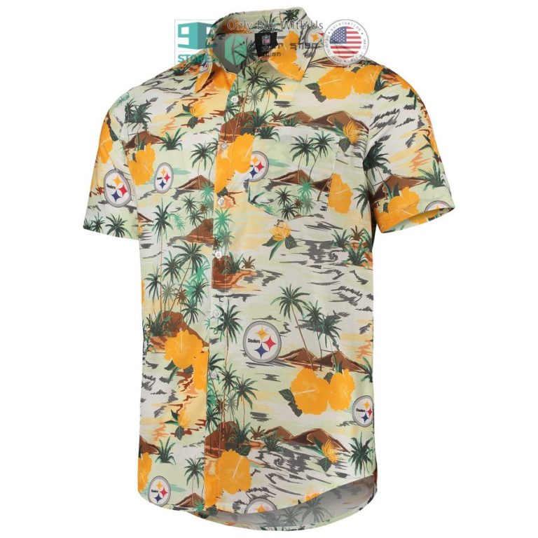 pittsburgh steelers foco paradise floral cream hawaiian shirt 2 19134