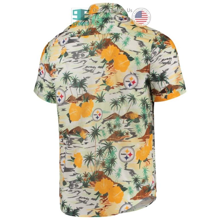 pittsburgh steelers foco paradise floral cream hawaiian shirt 3 51129